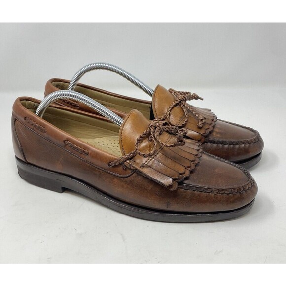 Allen Edmonds Woodstock Men’s Sz 10.5 A Brown Leather Kiltie Loafers Dress Shoes main image 10